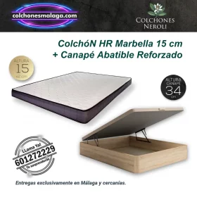 Colchones hr marbella 15 cm + canapé abatible reforzado