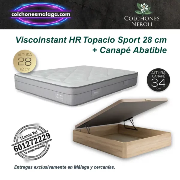 Colchones viscoinstant hr topacio sport 28 cm + canapé abatible reforzado