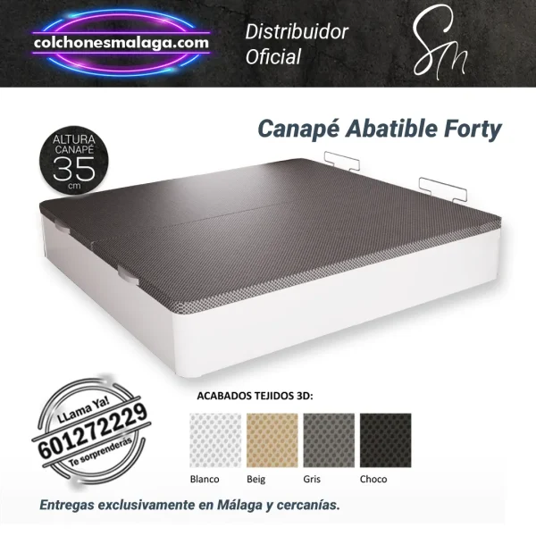 Canape Abatible Forty Santaella f blanco 2 Canapé Abatible Forty con diseño moderno y gran capacidad de almacenamiento