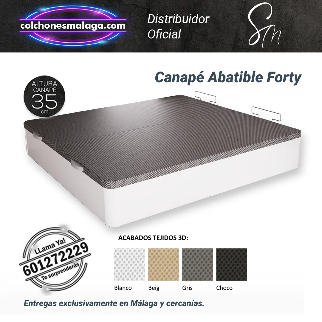 Canape Abatible Forty Santaella f blanco 2 Canapé Abatible Forty con diseño moderno y gran capacidad de almacenamiento