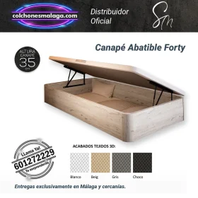 Canapé Abatible Forty con diseño moderno y gran capacidad de almacenamiento. Apertura lateral
