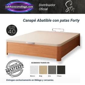 Canapé Abatible Forty con Patas, acabado en Cambrian con patas robustas.