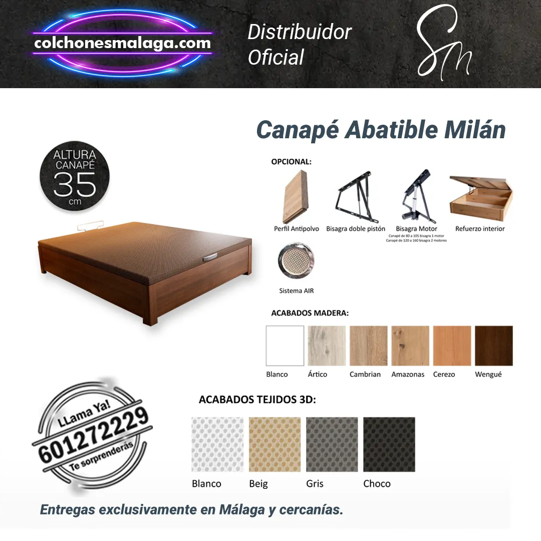 Canape Abatible Milan Santaella detalles 2 Canapé abatible Milán de Santaella con gran capacidad y diseño robusto, disponible en todas las medidas y con envío gratuito en Málaga