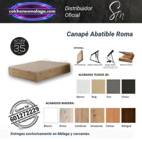 Canapé Abatible Roma con diseño clásico y amplia capacidad de almacenamiento