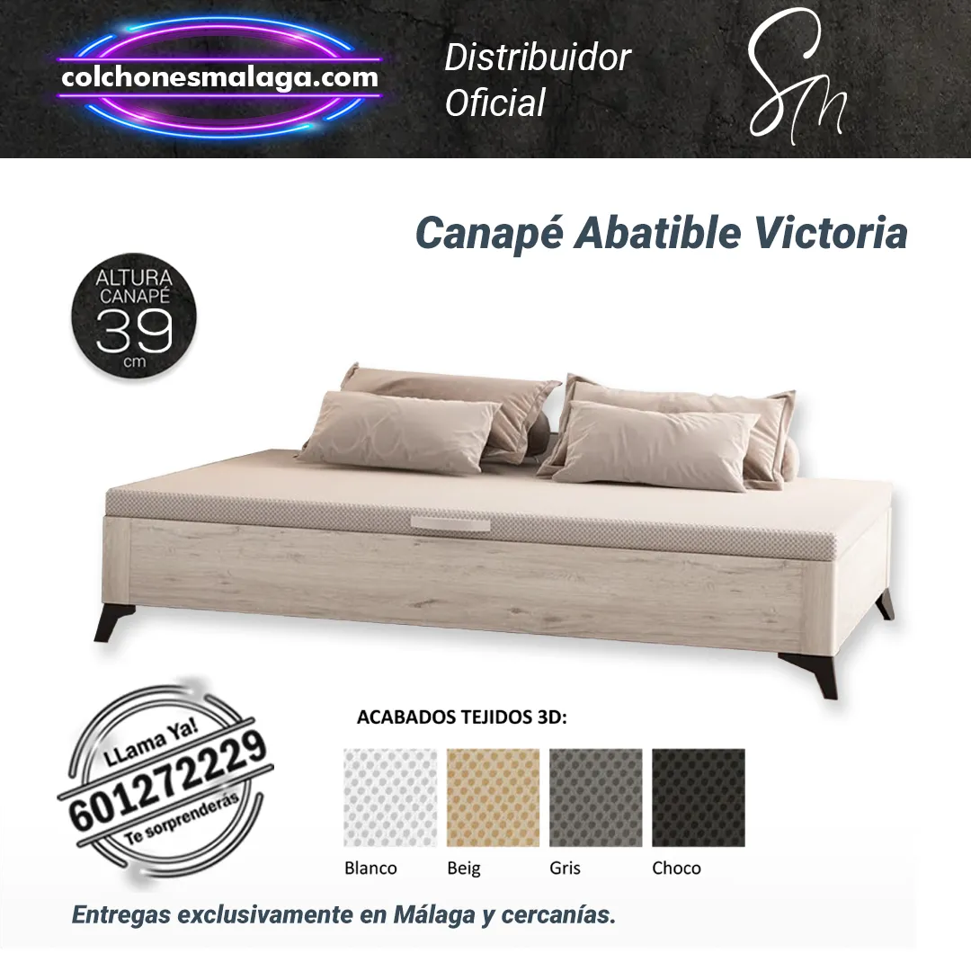 canape abatible victoria 2 Canapé Abatible Victoria en acabado Cambrian con patas metálicas de 10 cm.