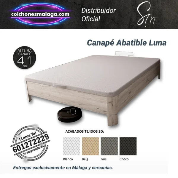Detalle del tejido 3D ventilado y diseño moderno del Canapé Abatible Luna.