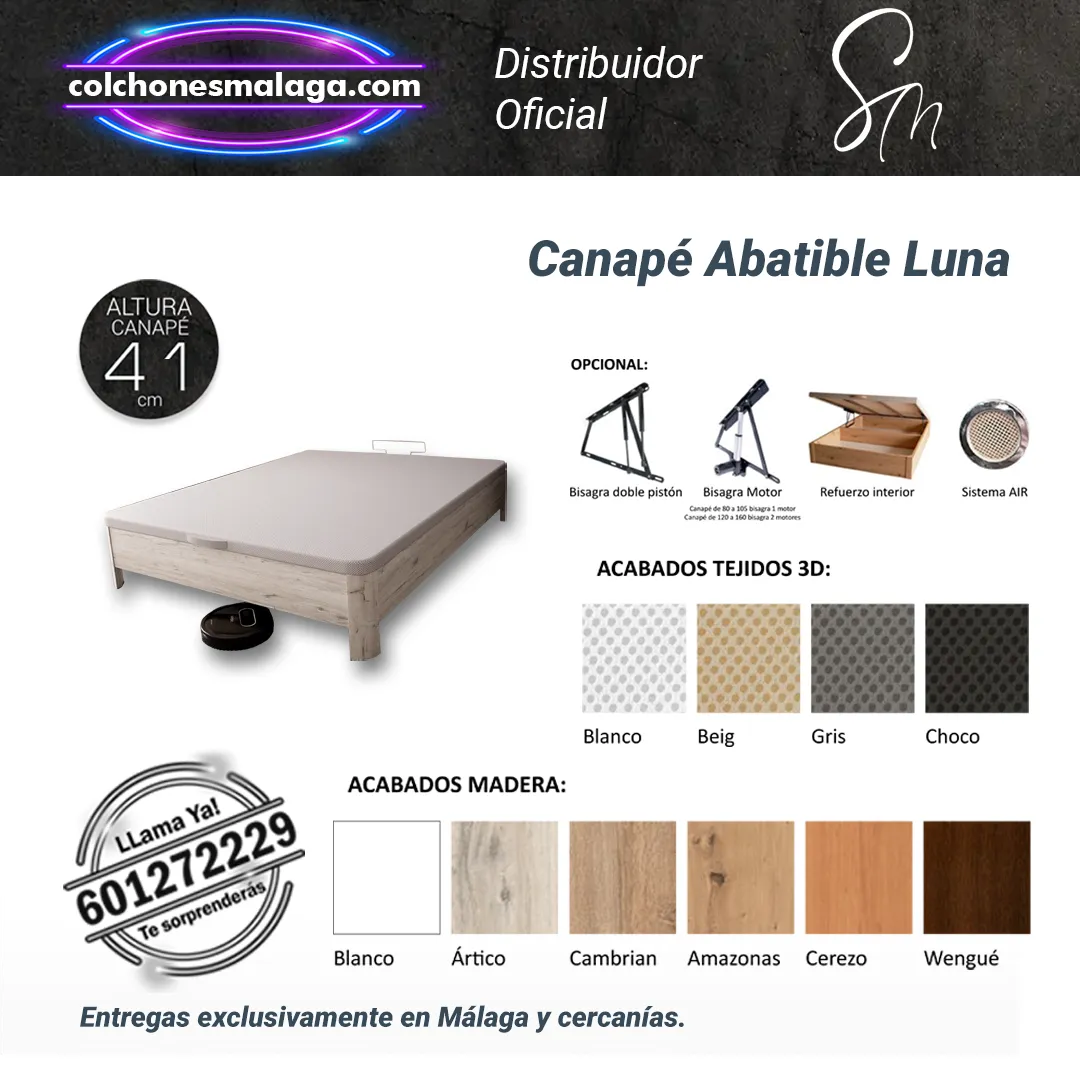 Canape abatible Luna Santaella detalles Detalle del tejido 3D ventilado y diseño moderno del Canapé Abatible Luna.