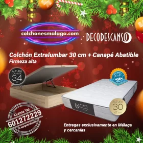 Pack Colchon Extralumbar con Canape Premium, alta firmeza, grosor de 30 cm.