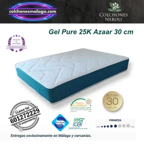 colchones gel pure 25k azaar 30 cm con núcleo de gel viscoelástico de alta densidad y firmeza media