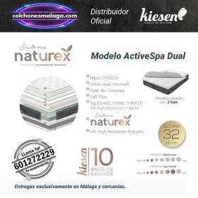 Imagen del Colchón ActiveSpa Dual con sistema Naturex y 32 cm de altura.