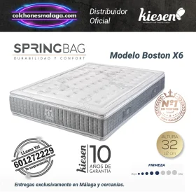 Vista general de los Colchones de Muelles Ensacados Boston Kiesen, con 32 cm de altura, sistema SpringBag y doble cara idéntica.