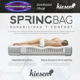 Los Colchones de Muelles Ensacados Boston Kiesen incluyen diseño ergonómico y sistema SpringBag para adaptarse al contorno del cuerpo y repartir el peso.