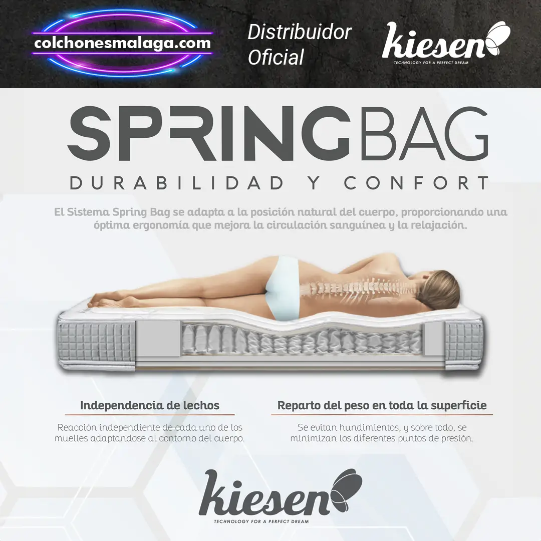 Diseño Ergonómico del Colchón de Muelles Ensacados Boston Kiesen Los Colchones de Muelles Ensacados Boston Kiesen incluyen diseño ergonómico y sistema SpringBag para adaptarse al contorno del cuerpo y repartir el peso.