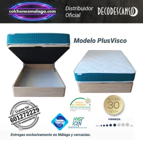 Pack Colchon PlusVisco y Canape Oro, descanso y almacenamiento funcional