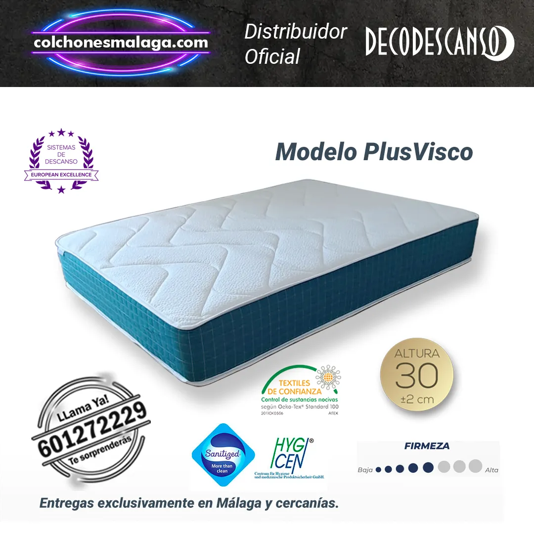 Colchones PlusVisco con Núcleo 25K y altura 30cm Sereno y