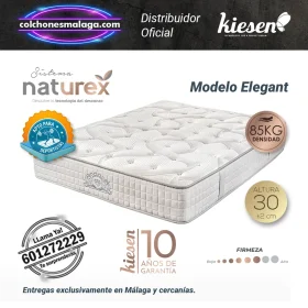 Colchones de muelles inyectados Elegant Kiesen con 30 cm de altura, tecnología Naturex y confort superior.