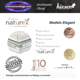 Características de colchones Airflexy V20 Kiesen con núcleo Air-Tech y tejido Strech para un descanso reparador.