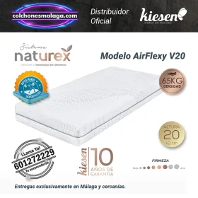 Colchones Airflexy V20 Kiesen con núcleo Air-Tech y tejido Strech para un descanso reparador.
