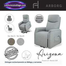 Sillon relax Arizona Power Lift con mando USB, muelles ensacados y entrega en Málaga