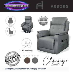 Sillon Chicago Double Power Lift 2 Motores, tapizado en tela Nova, ideal para mejorar la movilidad y ofrecer un descanso sin esfuerzo.