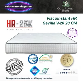 colchones viscoinstant hr sevilla v-20 20 cm con núcleo HR 25K y viscoinstant de firmeza firme