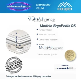 Colchones Viscoelasticos Ergopedic DS Moraplex con núcleo MultiAdvance, doble capa Viscosoft y 29 cm de altura. Distribuidor oficial en Málaga.