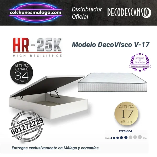 Colchones viscoelasticos decovisco v17 17 cm con canape abatible Oro