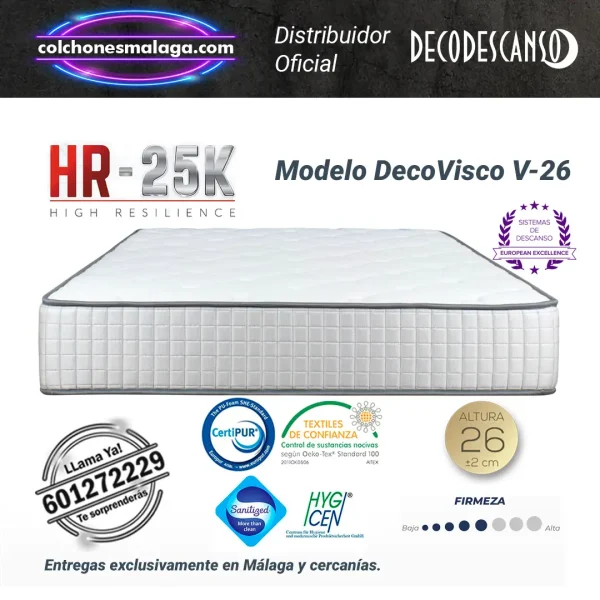colchones viscoelasticos decovisco v26 26cm economico