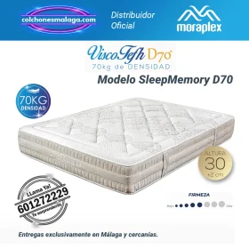 Colchones Viscoelasticos SleepMemory D70 Moraplex de 30 cm, con ViscoTefh® y tejido transpirable Air Strech.