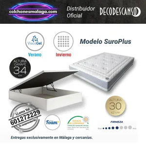 Imagen de los Colchones SuroPlus 30 cm con Canape Abatible, destacando su diseño elegante y funcional.