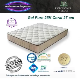colchones gel pure 25k coral 27 cm con viscoelástica de gel de alta densidad y firmeza media