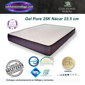 colchones gel pure 25k nacar 23.5 cm con viscoelástica de gel de alta densidad y firmeza media