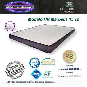colchones hr marbella 15 cm con núcleo de espuma de alta resistencia y firmeza media