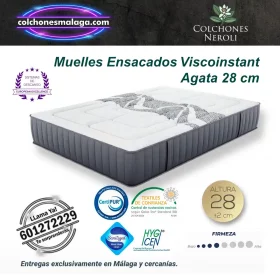 colchones muelles ensacados viscoinstant agata 28 cm con firmeza suave media y muelles independientes