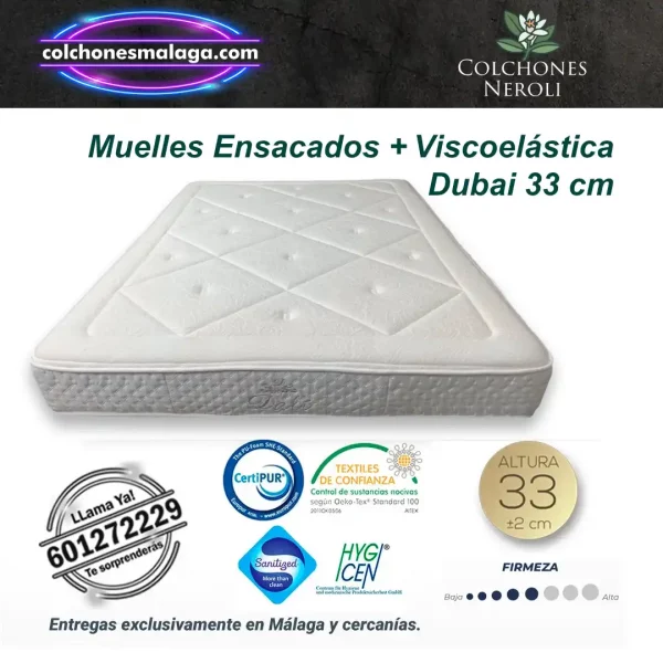 Colchones Muelles Ensacados Viscoinstant Dubai 33 cm