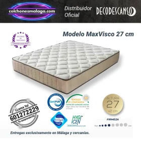 Colchones viscoelasticos maxvisco 27 cm con gel pure, firmeza adaptable y alta transpirabilidad