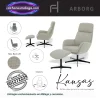 Sillon relax giratorio Kansas de Arborg con reposapies tapizado en tela Bjorn 28