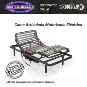 Electric motorised adjustable bed with motorised frame, tilting slats and lumbar reinforcement