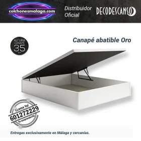 Oferta canape abatible oro 35cm con estructura firme, tapa 3D y gran capacidad de almacenamiento