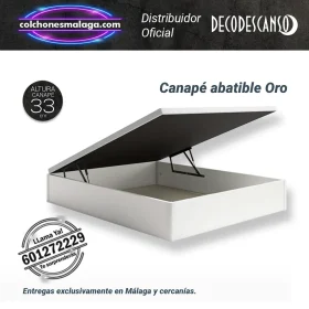 Oferta canape abatible oro 33cm con estructura firme, tapa 3D y gran capacidad de almacenamiento