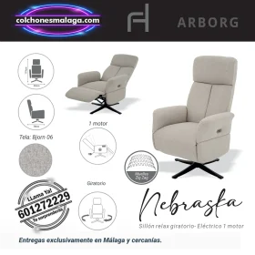 Sillon relax electrico giratorio Nebraska con 1 motor y tapizado en tela Bjorn 06