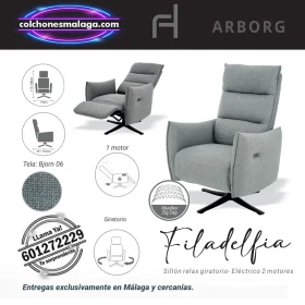 Sillon relax electrico giratorio Filadelfia tapizado en tela Bjorn 06 con 2 motores