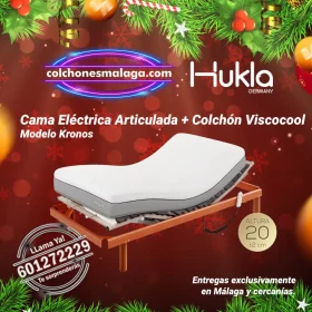 Camas articuladas electricas Kronos M Hukla con colchon Viscocool 20 cm viscoelástica de soja y motor silencioso en promoción Mes de los Regalos en Málaga