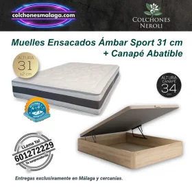 Colchones muelles ensacados ámbar sport 31 cm + canapé abatible reforzado