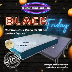 Colchones viscoelasticos PlusVisco 30 cm con base tapizada y núcleo HR 25 kg. Black Friday. Descanso firme y transpirable con entrega profesional.