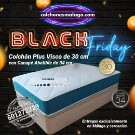 Colchones viscoelasticos PlusVisco Nucleo 25K 30 cm con canape abatible Oro. Black Friday. Firmeza media-alta, confort y montaje en Malaga.