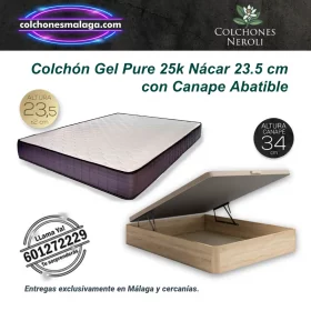 Colchones Gel Pure 25k Nacar 23.5 cm con Canape Abatible reforzado
