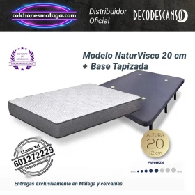 Colchones viscoelasticos NaturVisco 20 cm con base tapizada. Firmeza equilibrada y montaje profesional en Malaga.