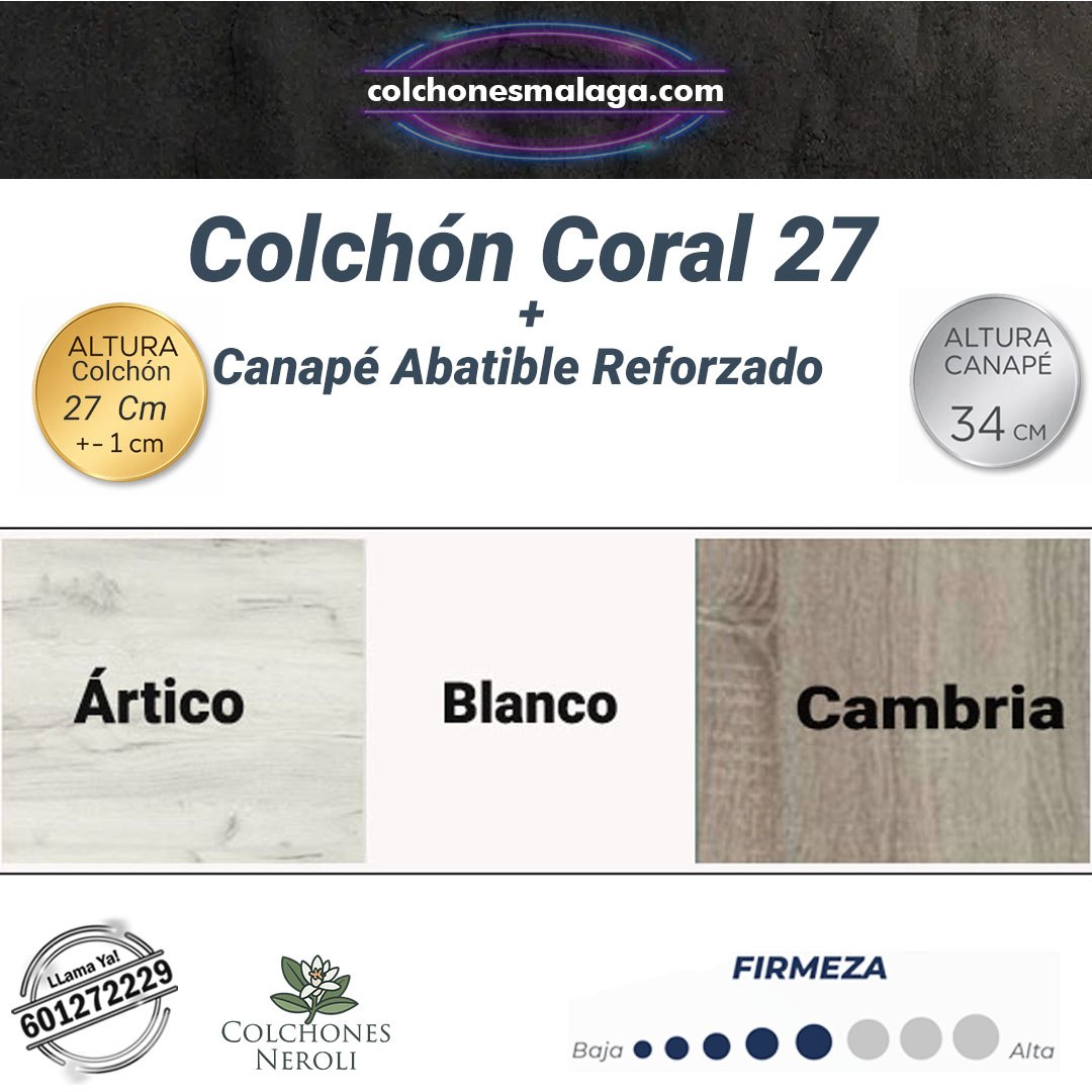 Canapé Abatible Reforzado - Acabados Ártico Blanco Cambria - Coral 27 Acabados canapé Ártico Blanco Cambria - Coral 27 - colchonesmalaga.com