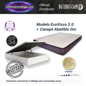 Colchones viscoelasticos EcoVisco 23.5 cm con canape abatible Oro. Descanso saludable y montaje profesional en Malaga.